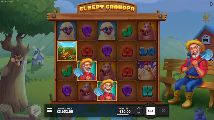 Sleepy Grandpa slot dig feature