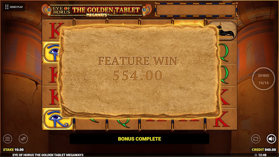 Eye of Horus Golden Tablet Megaways slot big win