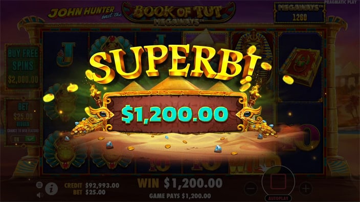 Book of Tut Megaways slot big win