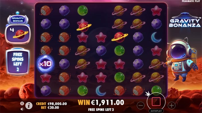 Gravity Bonanza slot black hole symbol and gravity bonus feature