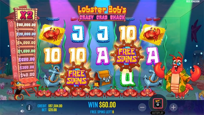 Lobster Bobs Crazy Crab Shack slot feature crab symbol