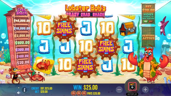 Lobster Bobs Crazy Crab Shack slot free spins