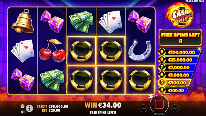 Cash Chips slot feature chip symbols