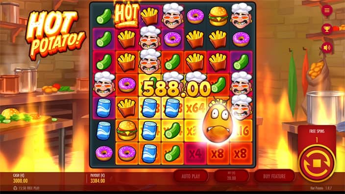 Hot Potato slot feature exploding wild symbol