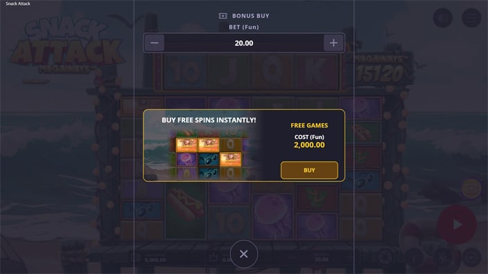 Snack Attack Megaways slot bonus buy