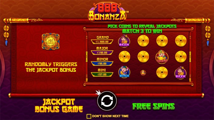 888 Bonanza slot features