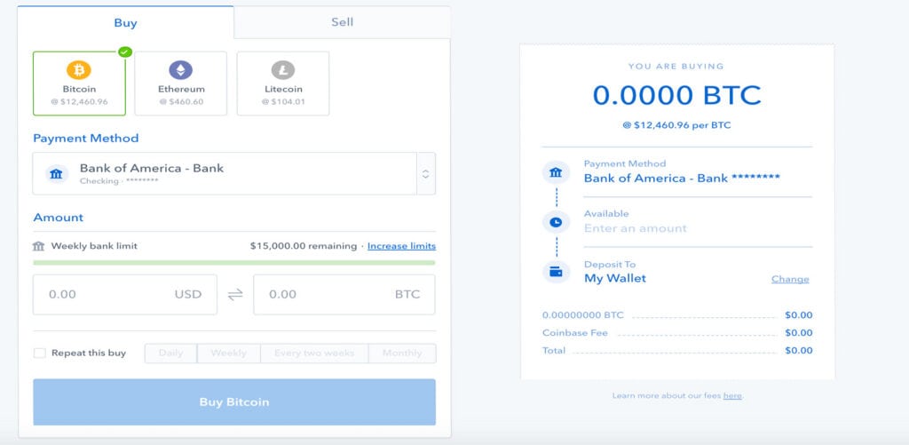 Coinbase buy bitcoin