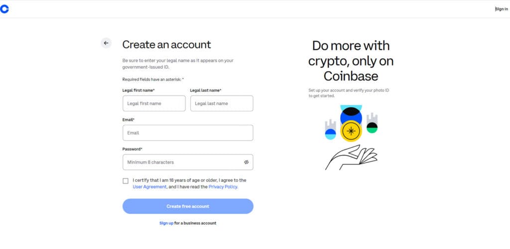 Coinbase registration