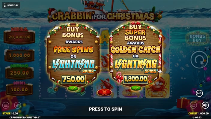 Crabbin for Christmas slot bonus buy