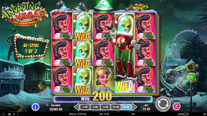 Invading Vegas Las Christmas slot feature walking wild