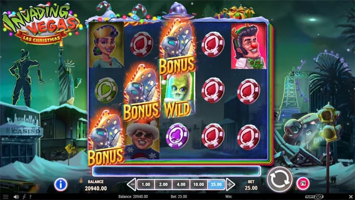 Invading Vegas Las Christmas slot free spins