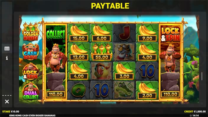 King Kong Cash Even Bigger Bananas slot feature