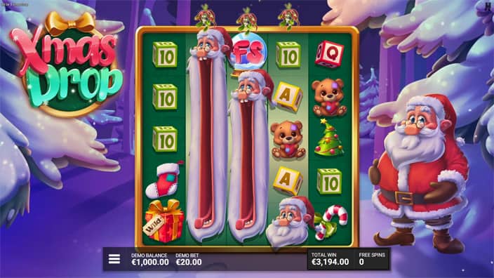 Xmas Drop slot feature wild santa symbol