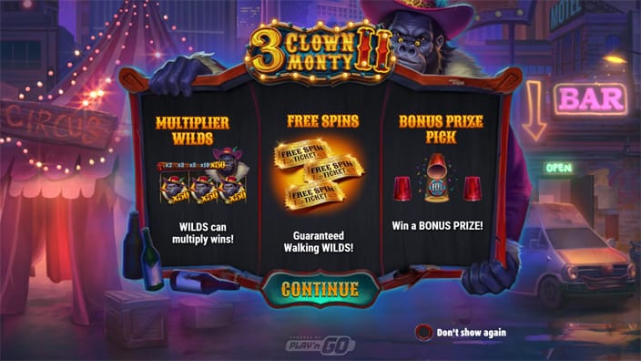 3 Clown Monty 2 slot features