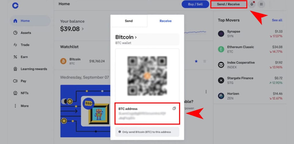 Coinbase btc adress