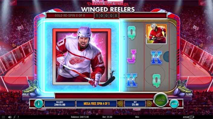 Detroit Red Wings Winged Reelers slot feature mega symbol