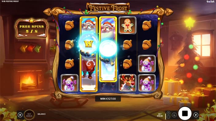 Festive Frost slot feature expanding wild