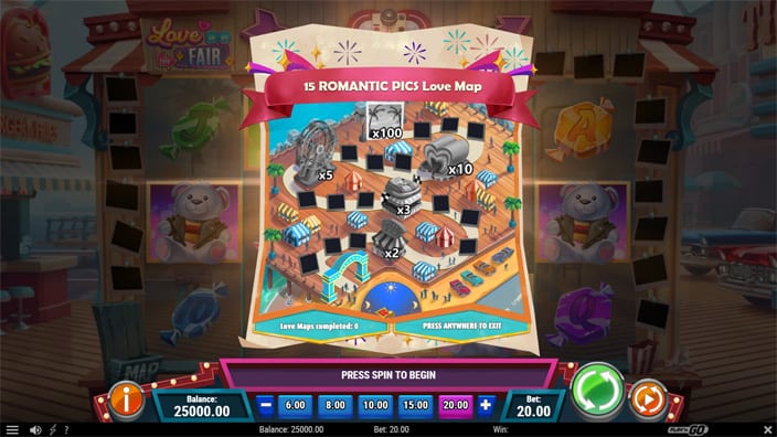 Love is in the Fair slot feature romantic pics love map