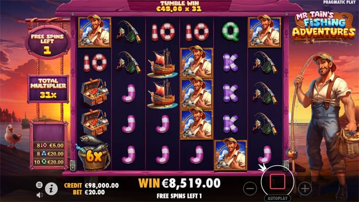 Mr Tains Fishing Adventures slot feature multiplier