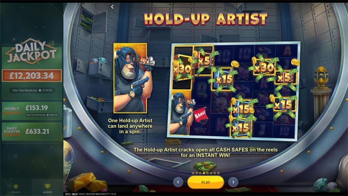 Vault Cracker Megaways slot feature hold up artist