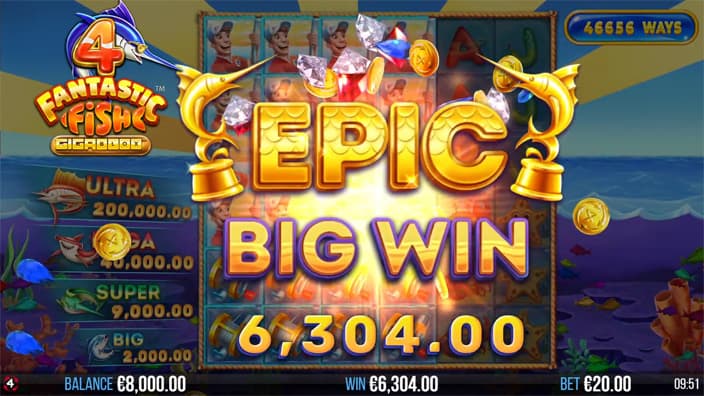 4 Fantastic Fish Gigablox slot big win