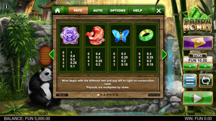 Panda Money slot paytable