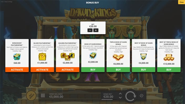 Dawn of Kings slot bonus buy