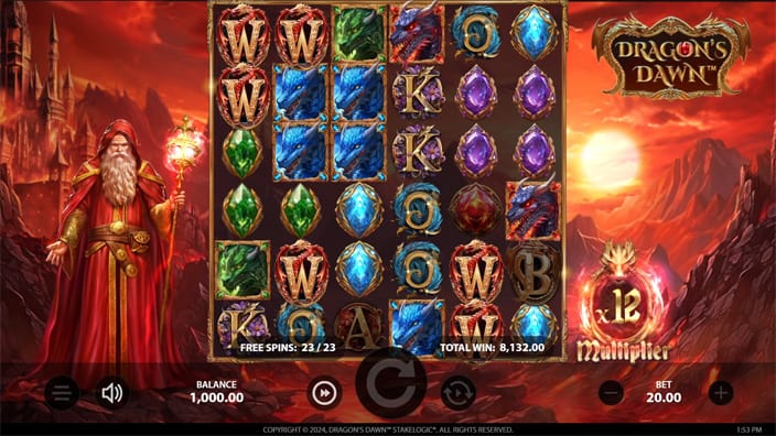 Dragons Dawn slot feature wild symbol