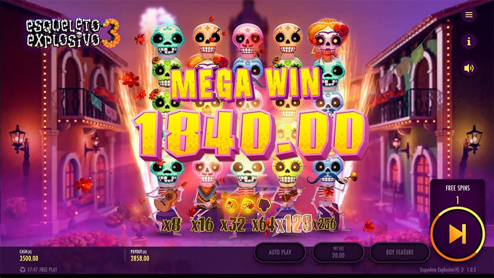 Esqueleto Explosivo 3 slot big win