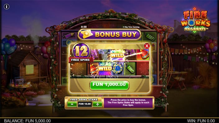 Fireworks Megaways slot bonus buy