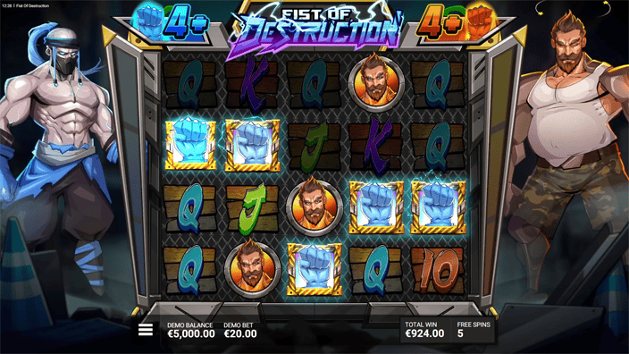 Fist of Destruction slot feature fist symbol wild reels