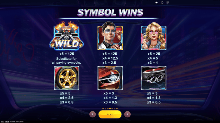 Redline Rush slot paytable