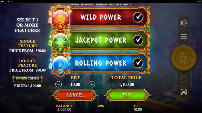 3 Powers of Zeus Power Combo slot bonus buy