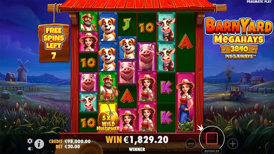 Barnyard Megahays Megaways slot feature wild multiplier