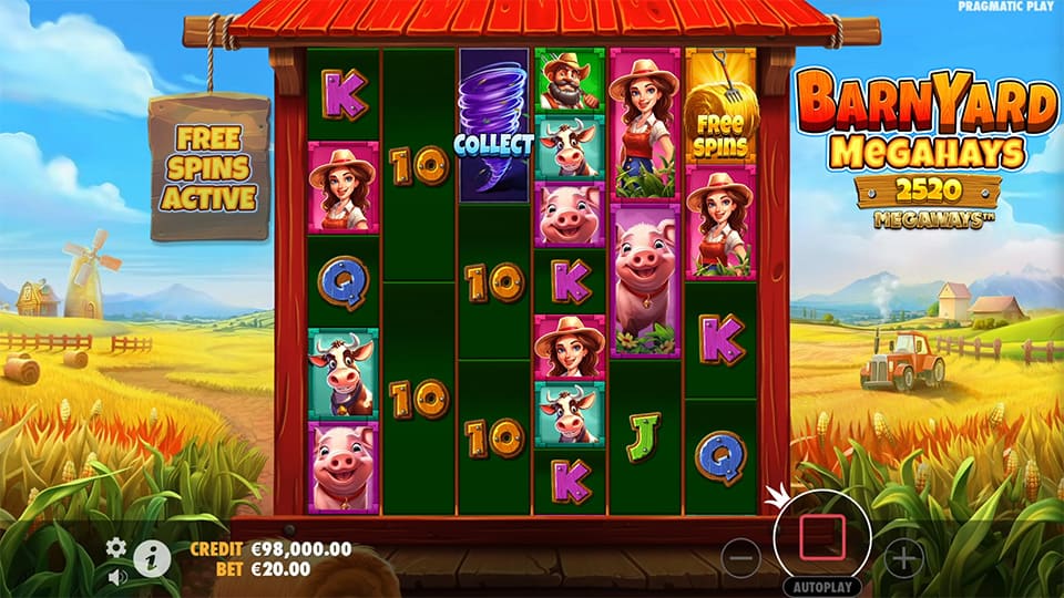 Barnyard Megahays Megaways slot free spins