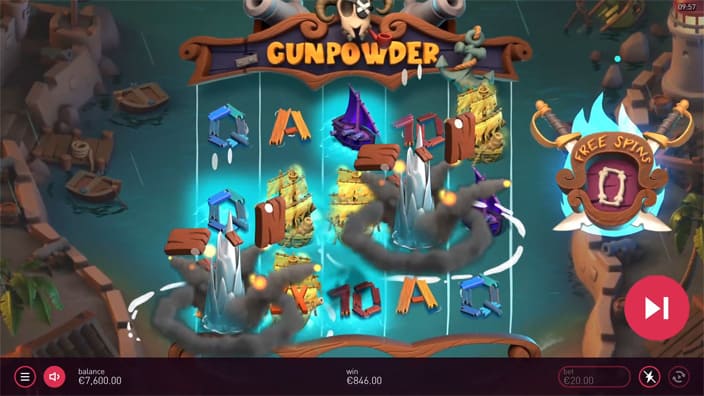 Gunpowder slot feature sticky wild