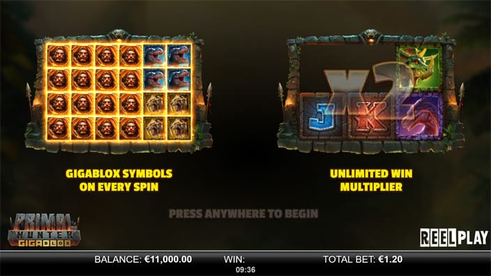 Primal Hunter Gigablox slot features