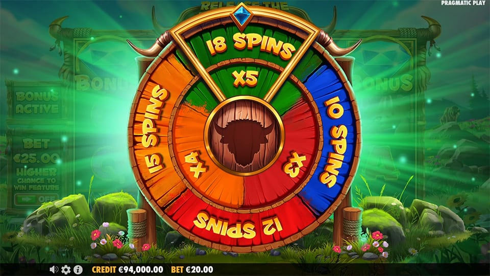 Release the Bison slot feature bonus wheel