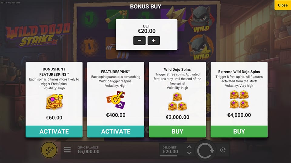 Wild Dojo Strike slot bonus buy