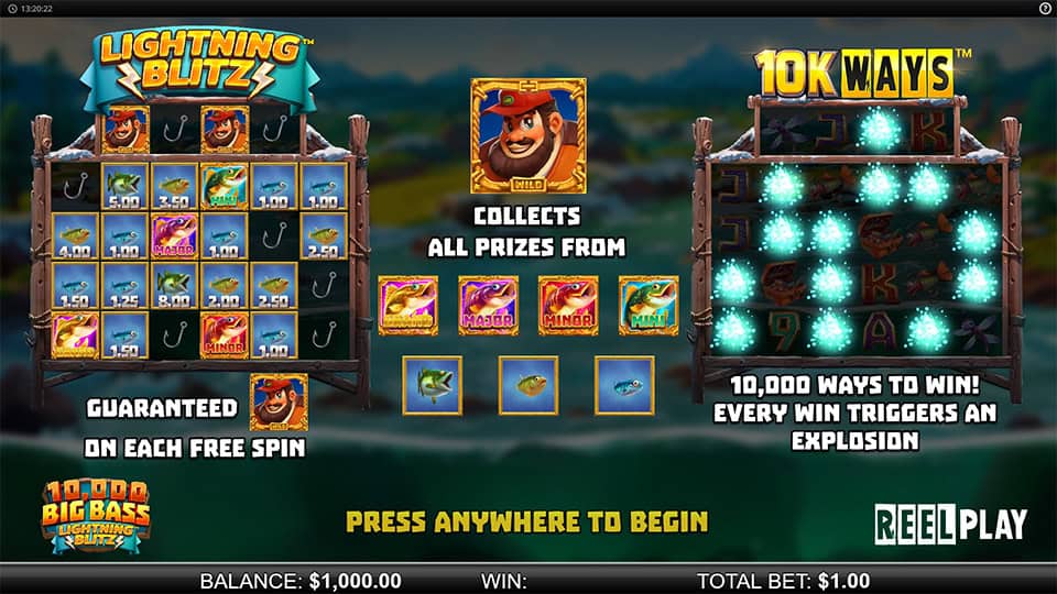 10000 Big Bass Lightning Spins slot features