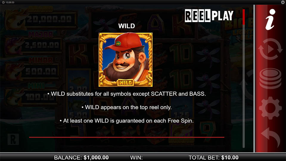 10000 Big Bass Lightning Spins slot paytable