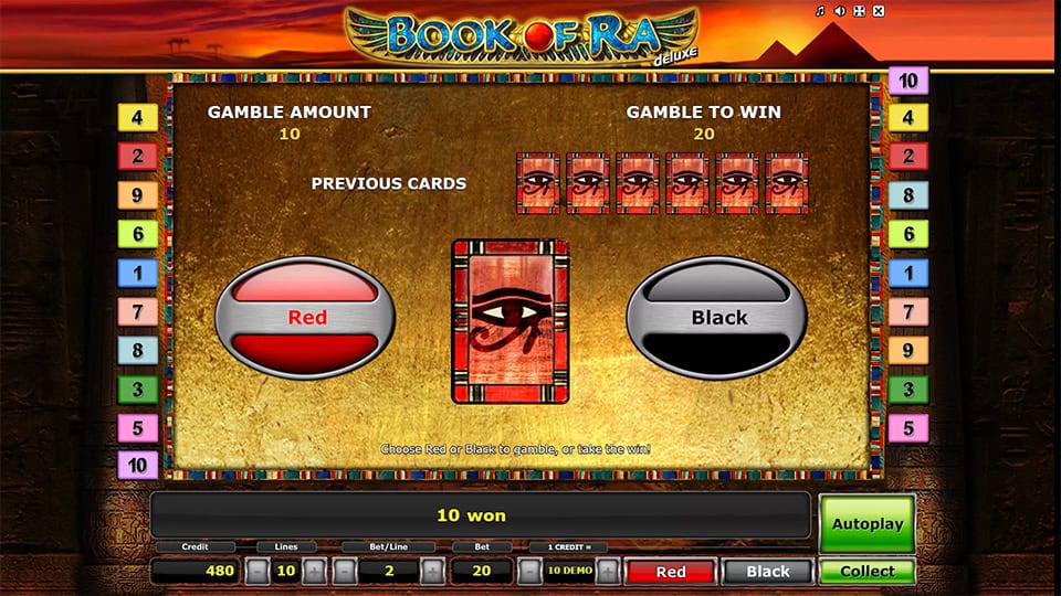 Book of Ra Deluxe slot feature gamble