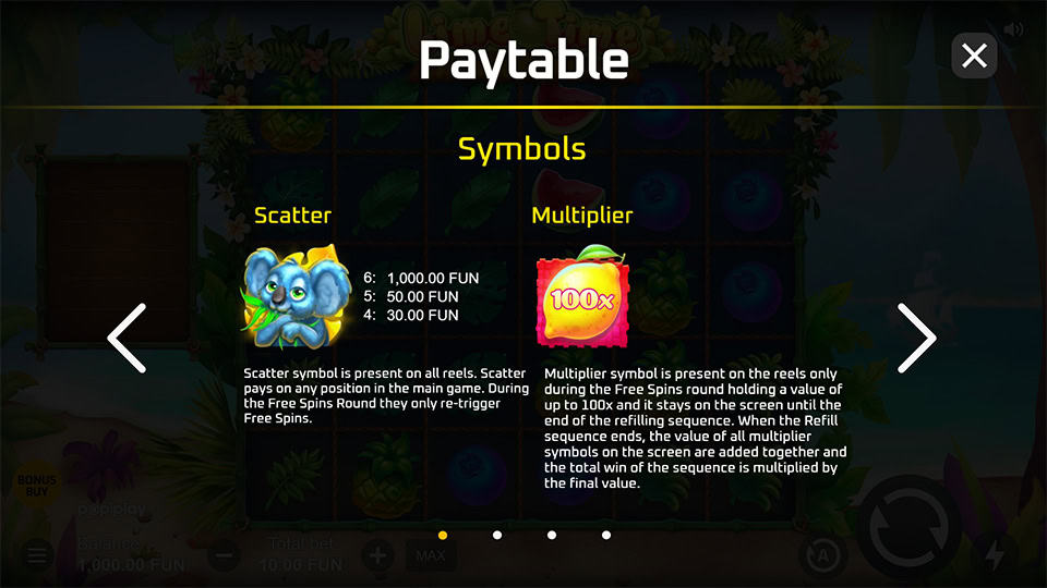 Lime Time slot paytable