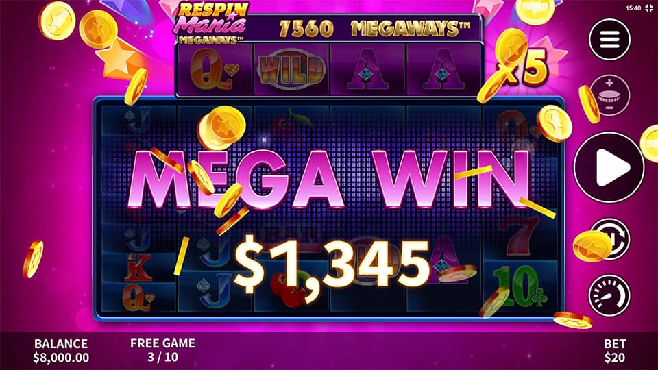 Respin Mania Megaways slot big win