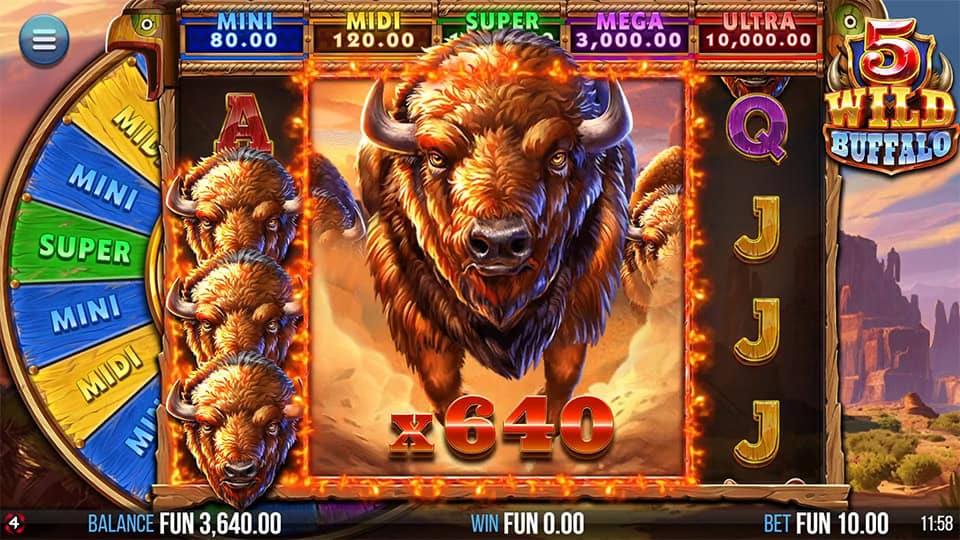 5 Wild Buffalo slot feature wild multiplier