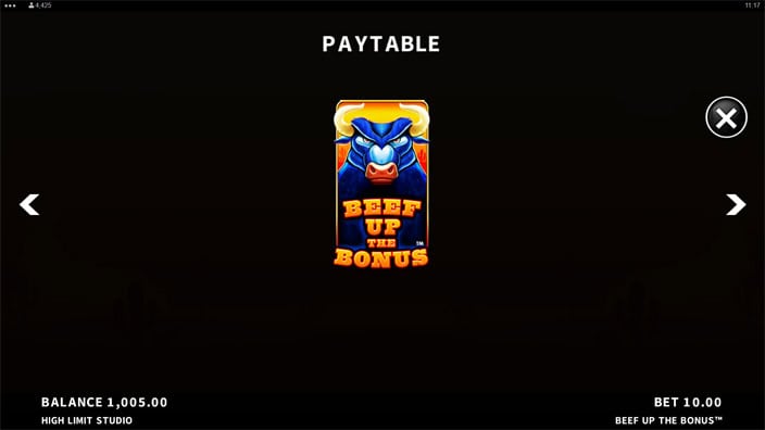 Beef Up the Bonus slot paytable