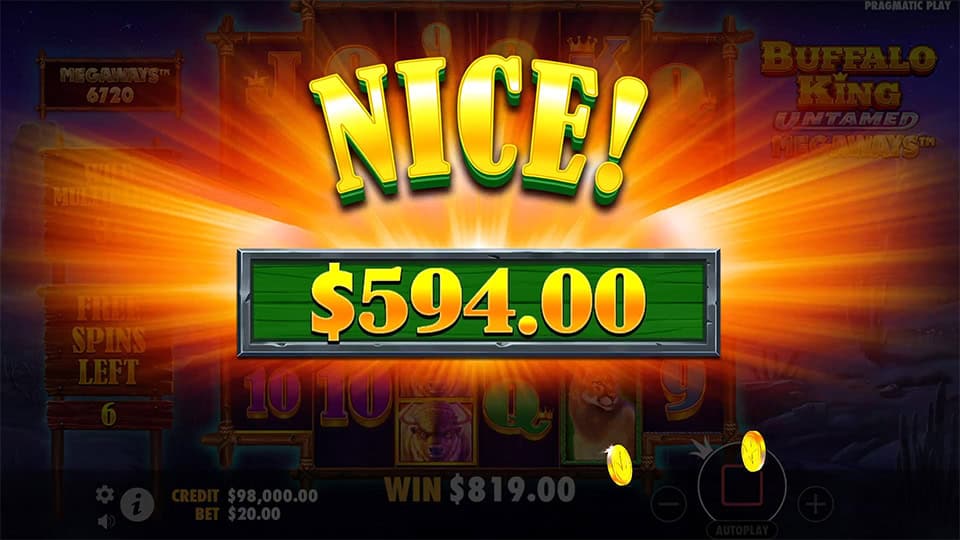 Buffalo King Untamed Megaways slot big win