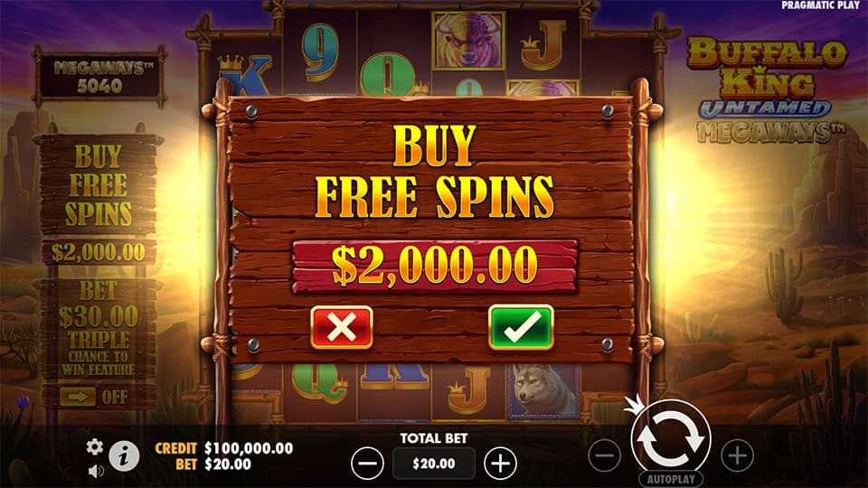 Buffalo King Untamed Megaways slot bonus buy