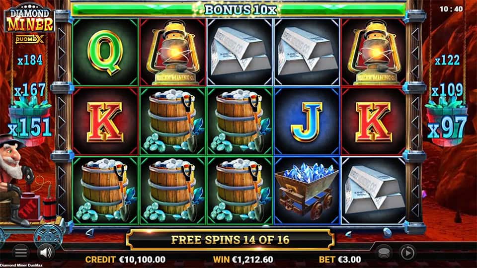 Diamond Miner DuoMax slot feature bonus 10x