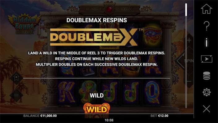 Hidden Egypt DoubleMax slot paytable